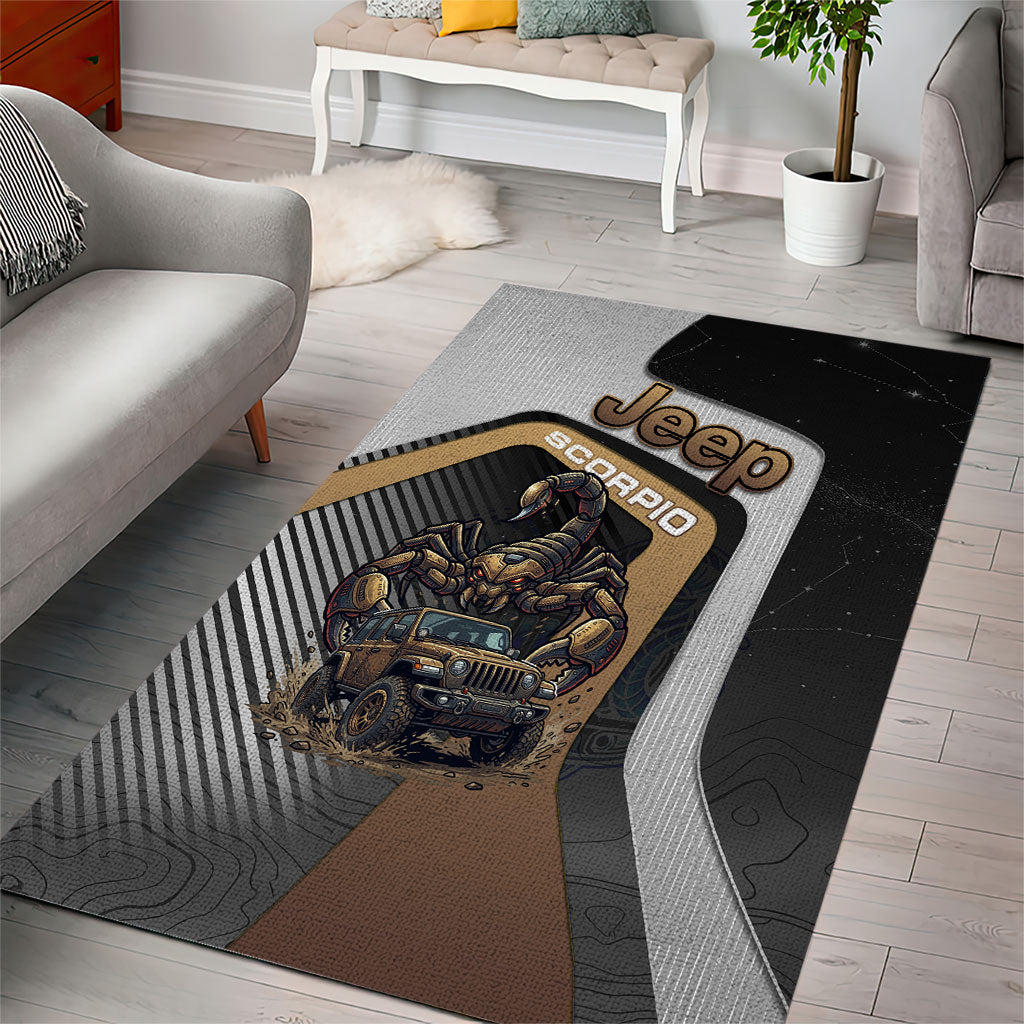 Jeep Scorpio Zodiac Area Rug Armored Scorpion Off Road Beast Dark Desert Style TS04