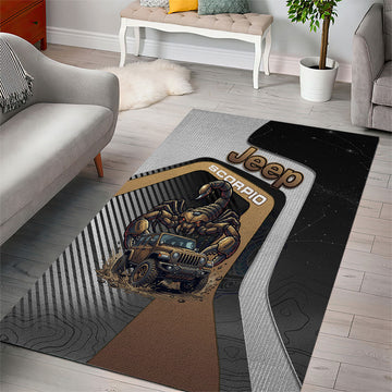 Jeep Scorpio Zodiac Area Rug Armored Scorpion Off Road Beast Dark Desert Style TS04