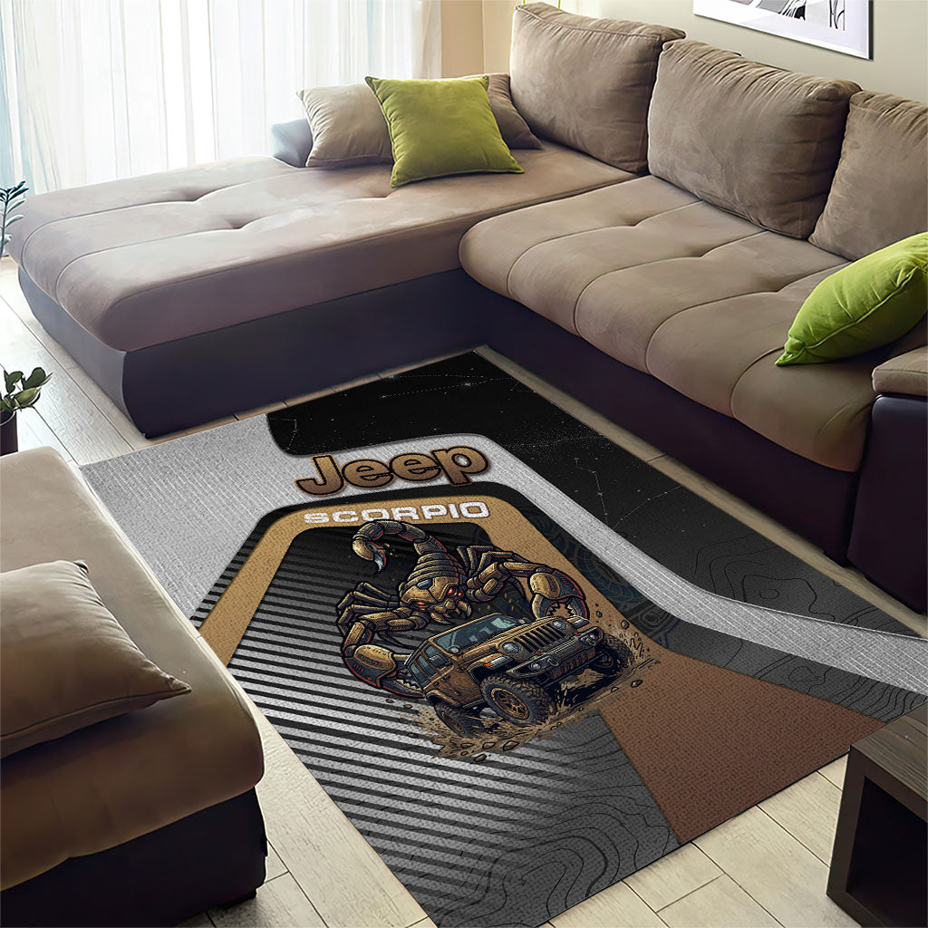 Jeep Scorpio Zodiac Area Rug Armored Scorpion Off Road Beast Dark Desert Style TS04