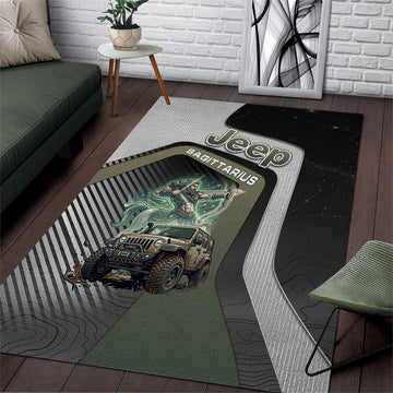 Jeep Sagittarius Zodiac Area Rug Archer Centaur Off Road Adventure Mystic Green Style TS04
