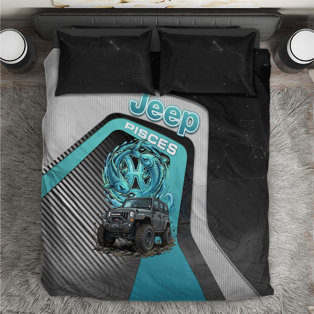 Jeep Pisces Zodiac Bedding Set Twin Fish Ocean Flow Off Road Aqua Cosmic Style