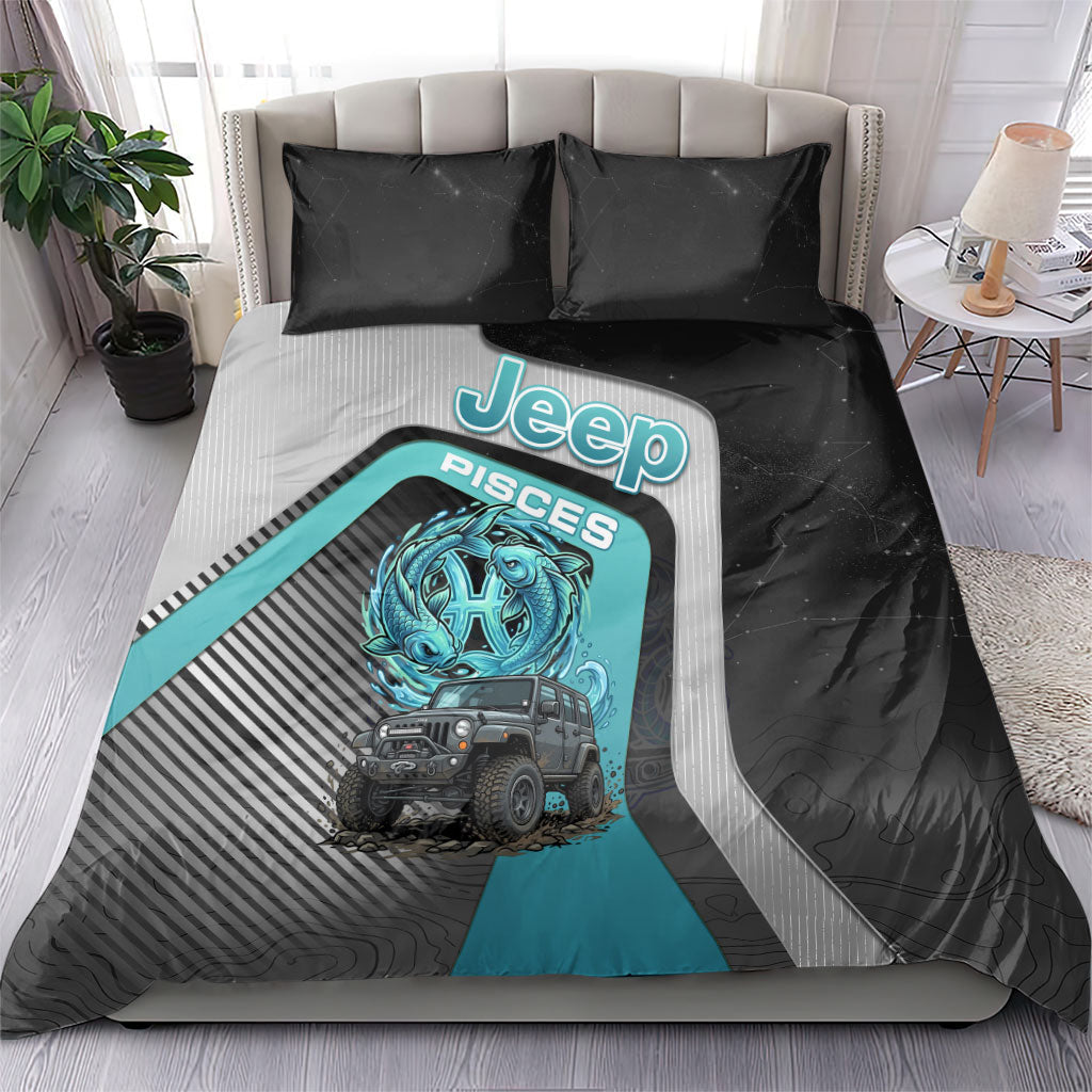 Jeep Pisces Zodiac Bedding Set Twin Fish Ocean Flow Off Road Aqua Cosmic Style