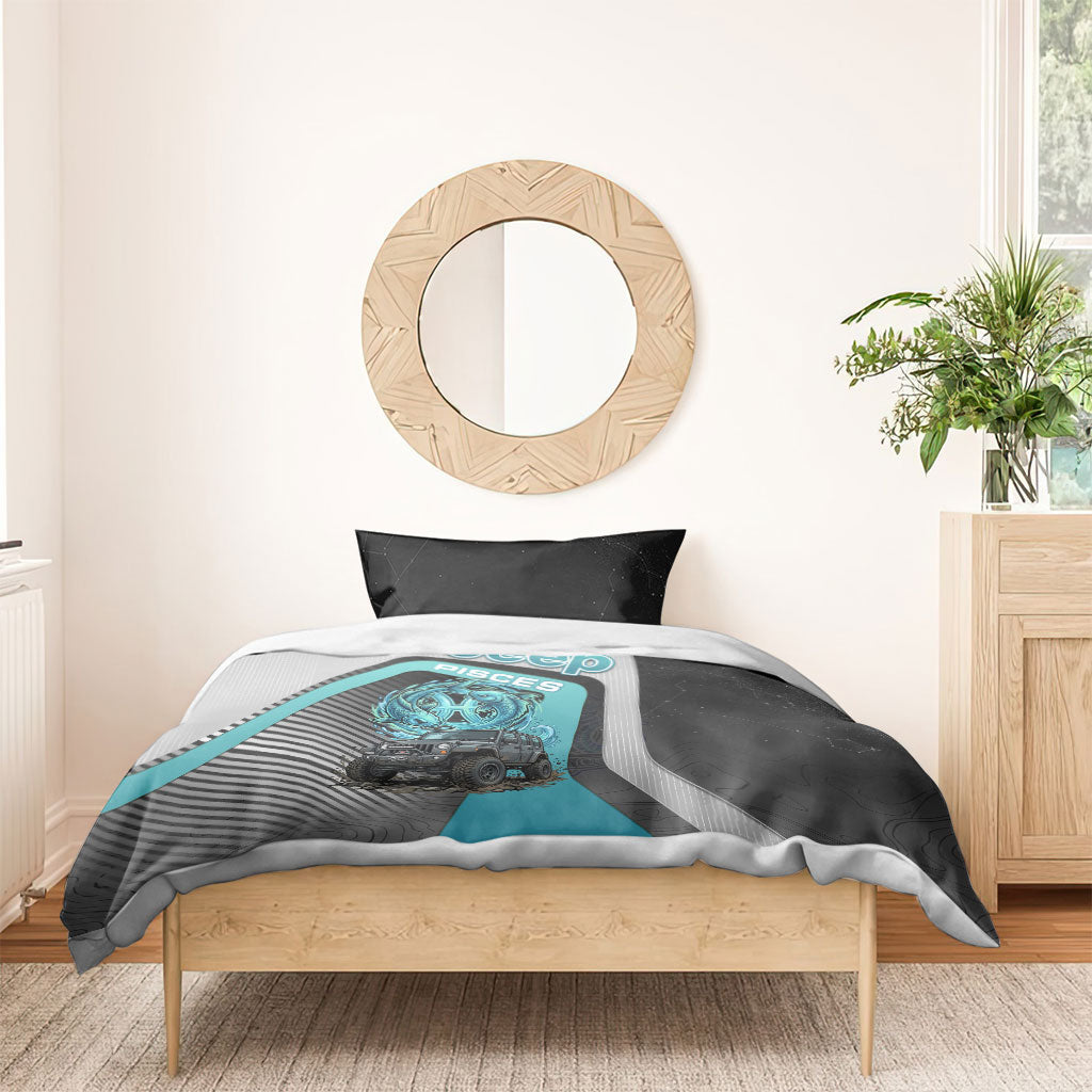 Jeep Pisces Zodiac Bedding Set Twin Fish Ocean Flow Off Road Aqua Cosmic Style