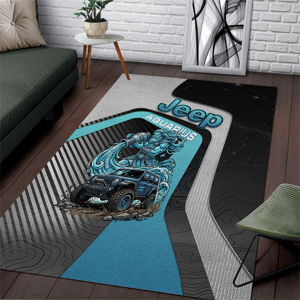 Jeep Aquarius Zodiac Area Rug Water Bearer Flow Off Road Mystic Aqua Energy Style TS04