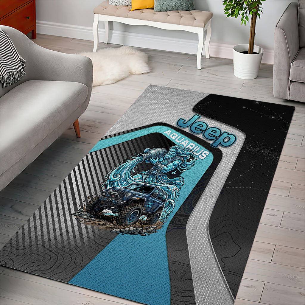 Jeep Aquarius Zodiac Area Rug Water Bearer Flow Off Road Mystic Aqua Energy Style TS04