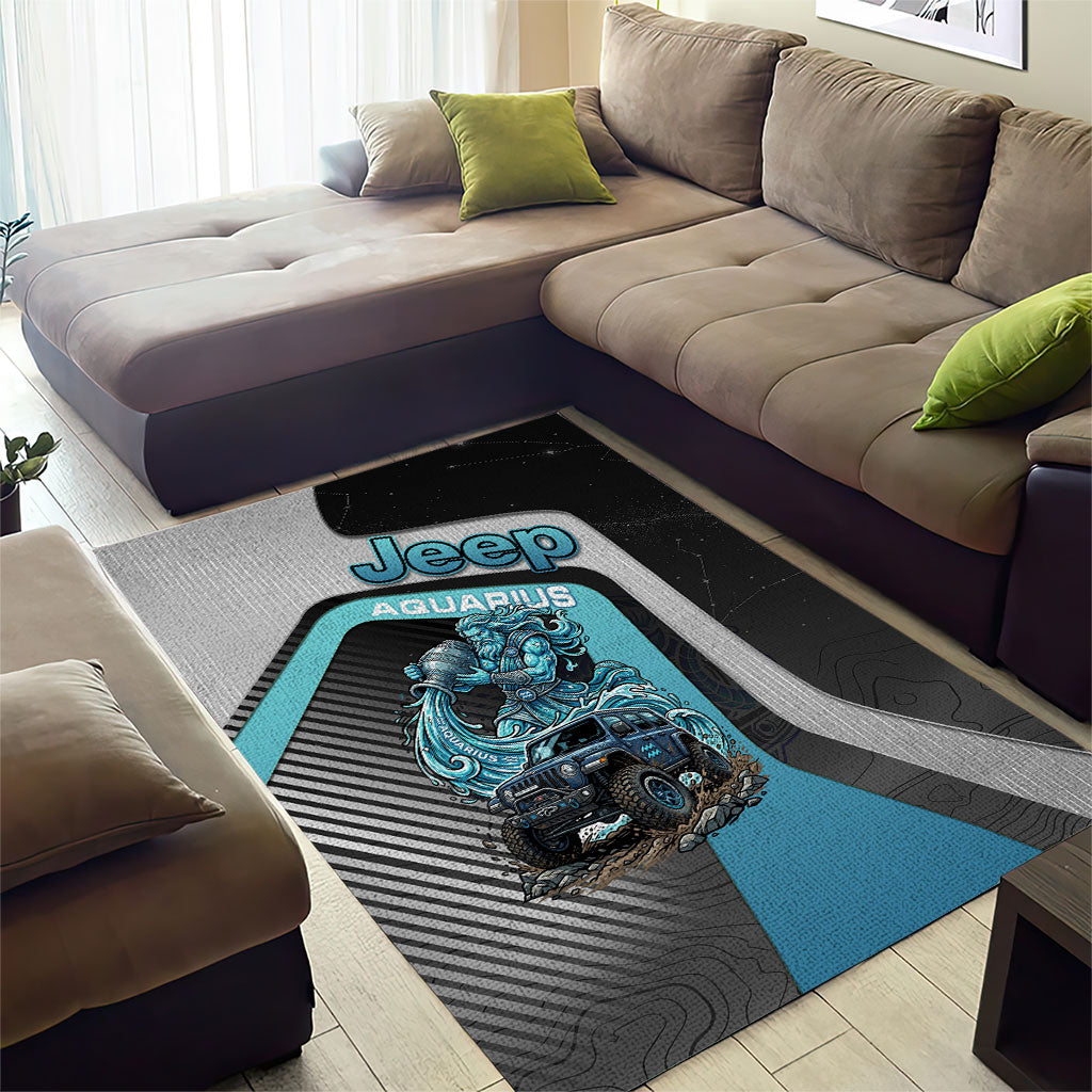 Jeep Aquarius Zodiac Area Rug Water Bearer Flow Off Road Mystic Aqua Energy Style TS04