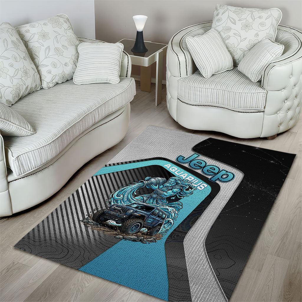 Jeep Aquarius Zodiac Area Rug Water Bearer Flow Off Road Mystic Aqua Energy Style TS04