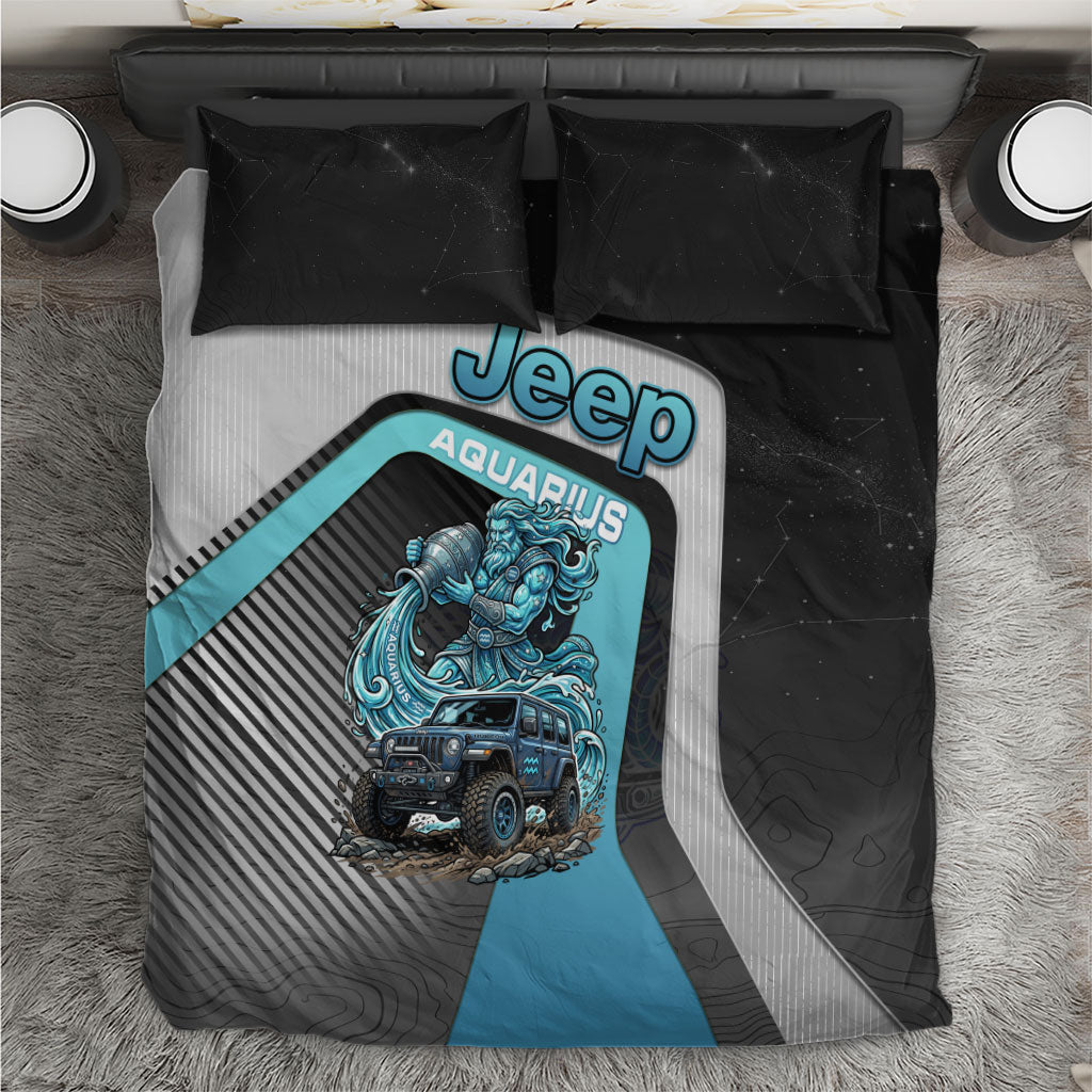 Jeep Aquarius Zodiac Bedding Set Water Bearer Flow Off Road Mystic Aqua Energy Style