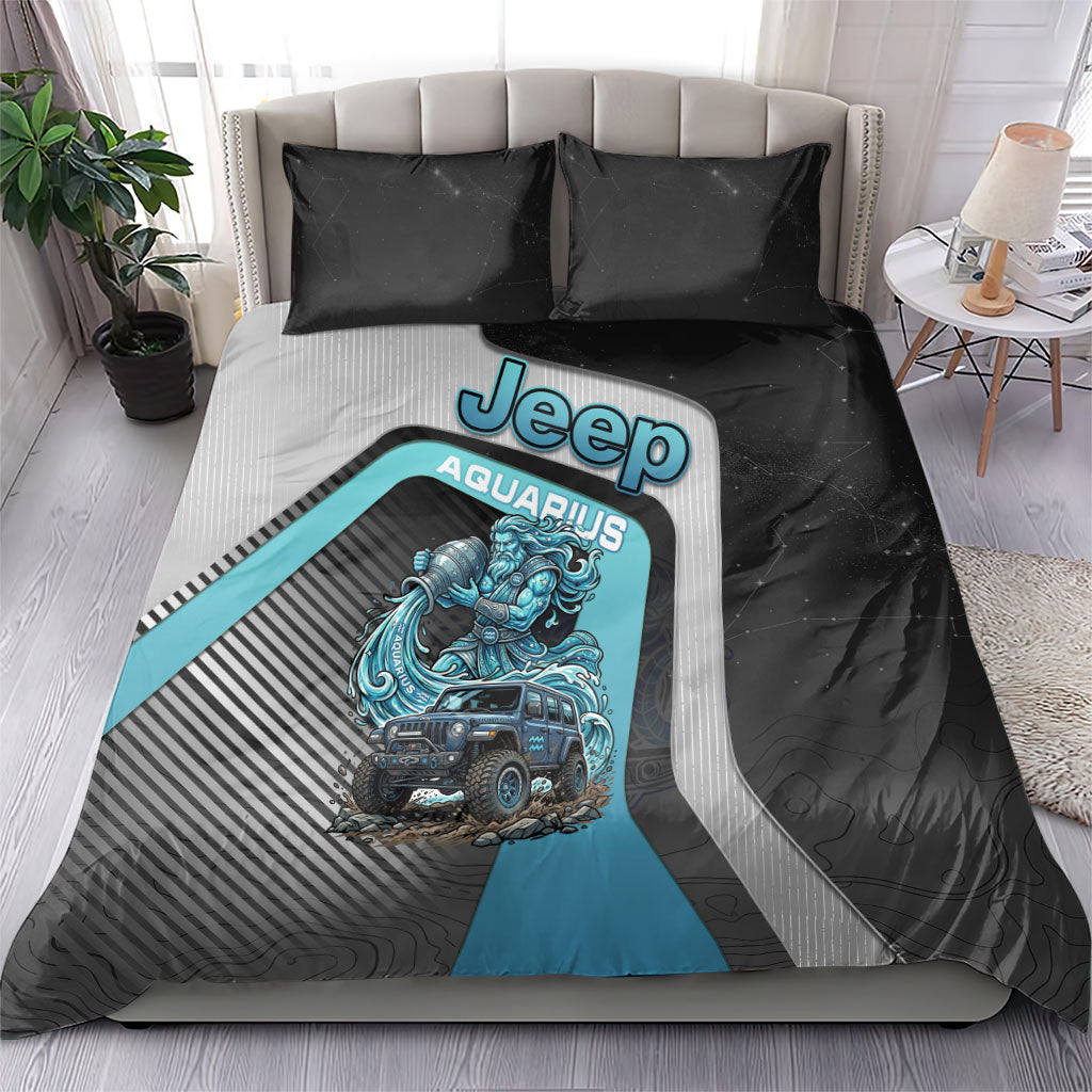 Jeep Aquarius Zodiac Bedding Set Water Bearer Flow Off Road Mystic Aqua Energy Style