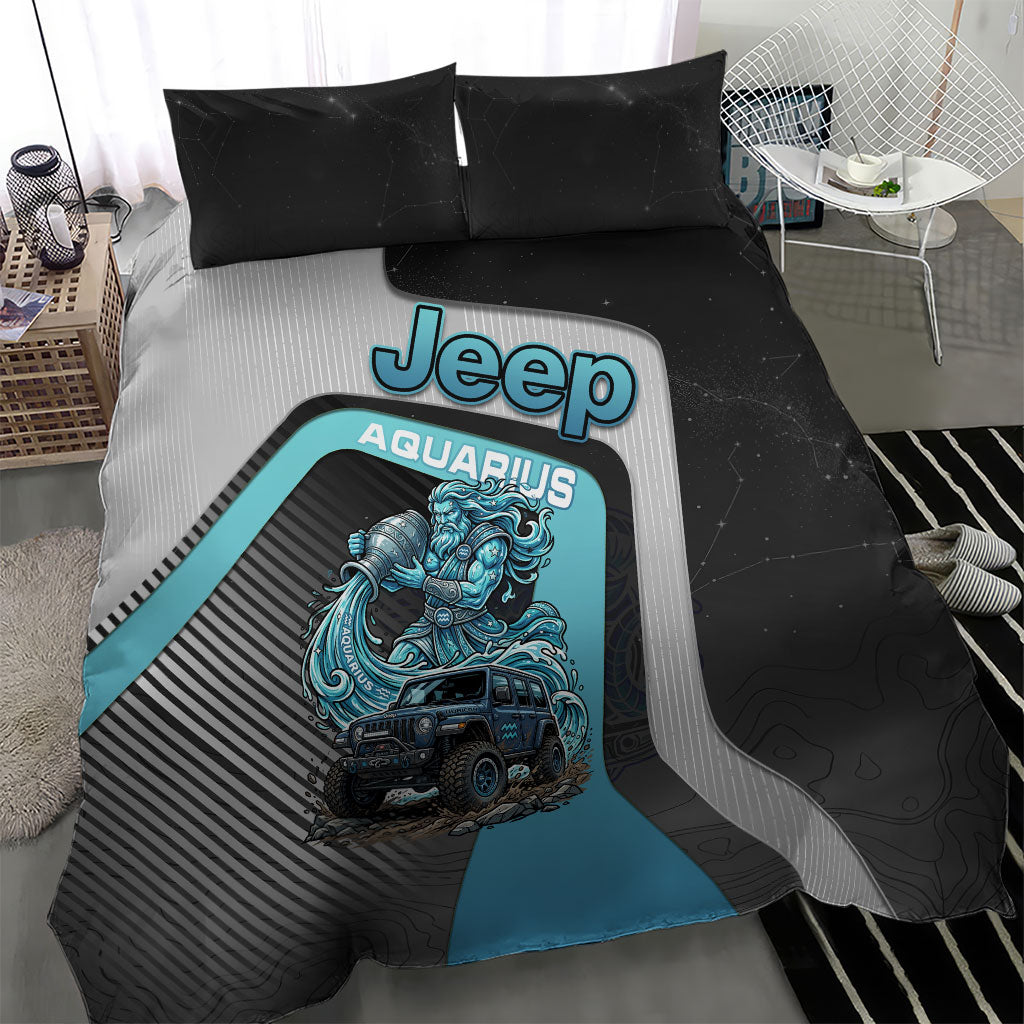Jeep Aquarius Zodiac Bedding Set Water Bearer Flow Off Road Mystic Aqua Energy Style