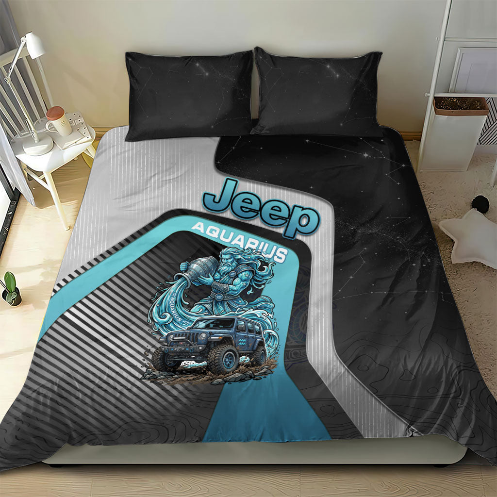 Jeep Aquarius Zodiac Bedding Set Water Bearer Flow Off Road Mystic Aqua Energy Style