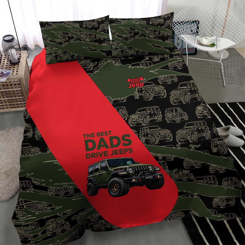 Jeep Rubicon Dad Bedding Set Camouflage Off-Road Illustration Art