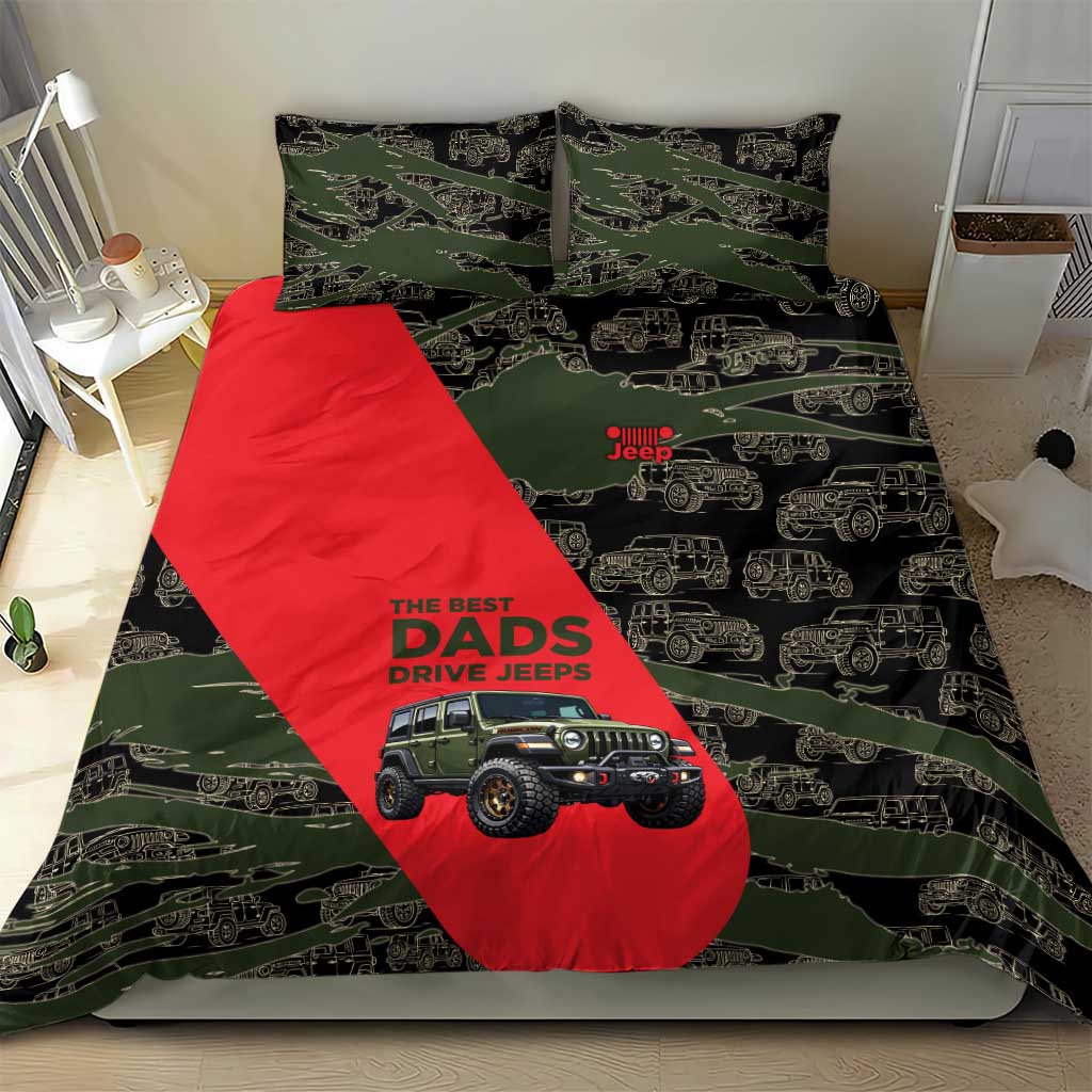 Jeep Rubicon Dad Bedding Set Camouflage Off-Road Illustration Art