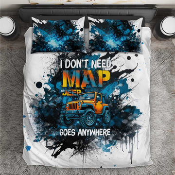 Jeep Off Road Adventure Quote Bedding Set Graffiti Splash Urban Illustration