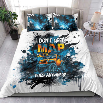 Jeep Off Road Adventure Quote Bedding Set Graffiti Splash Urban Illustration