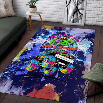 Jeep Goes Anywhere Quote Area Rug Graffiti Splatter Street Art Illustration TS04
