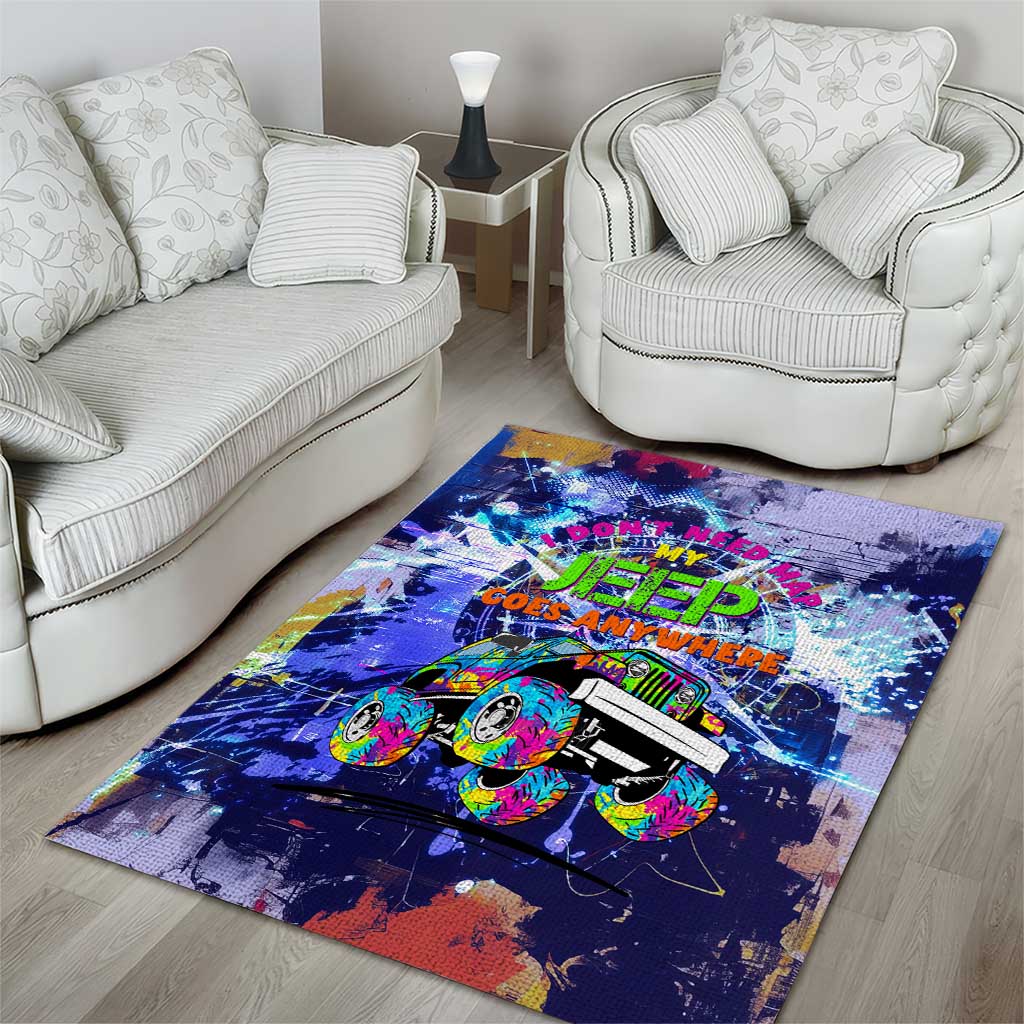 Jeep Goes Anywhere Quote Area Rug Graffiti Splatter Street Art Illustration TS04