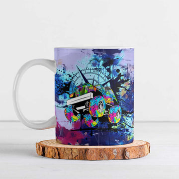 Jeep Goes Anywhere Quote Ceramic Mug Graffiti Splatter Street Art Illustration