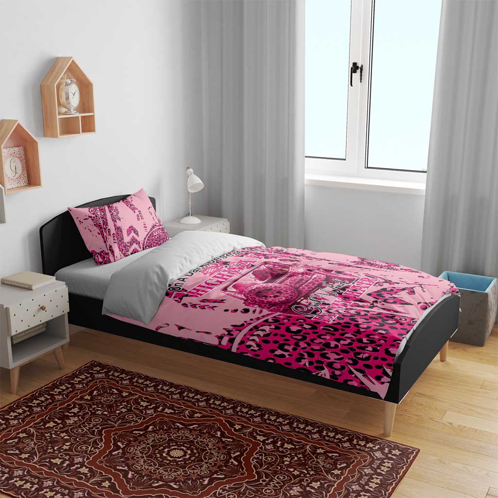 Jeep Desert Highway Girl Bedding Set Pink Leopard Print Western Graphic Style