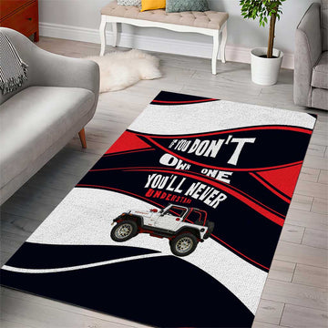 Jeep Wrangler Off Road Lifestyle Quote Area Rug Bold Racing Stripe Graphic Illustration TS04