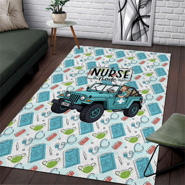 Nurse Jeep Area Rug Off Road Cartoon Illustration Medical Pattern Art TS04