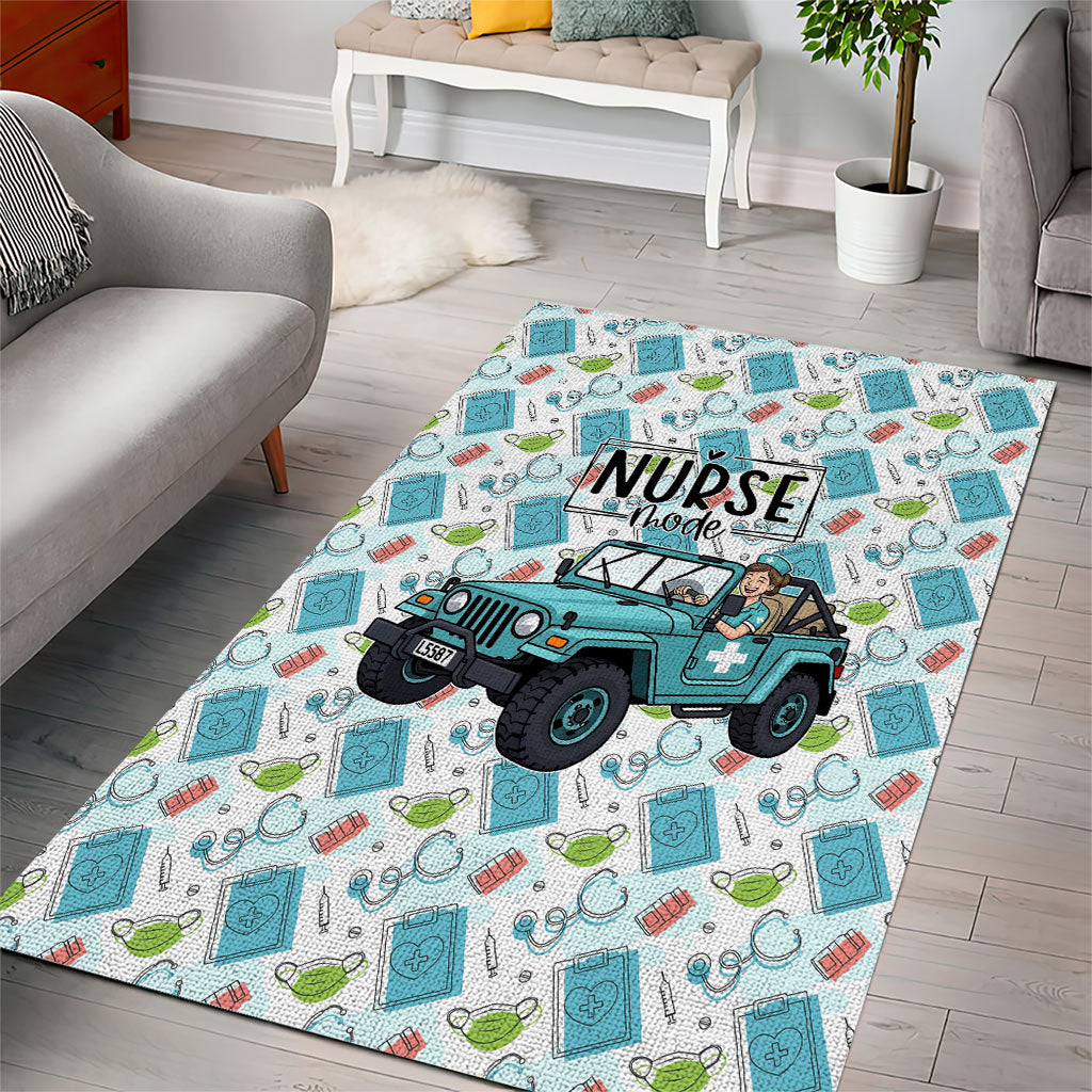 Nurse Jeep Area Rug Off Road Cartoon Illustration Medical Pattern Art TS04