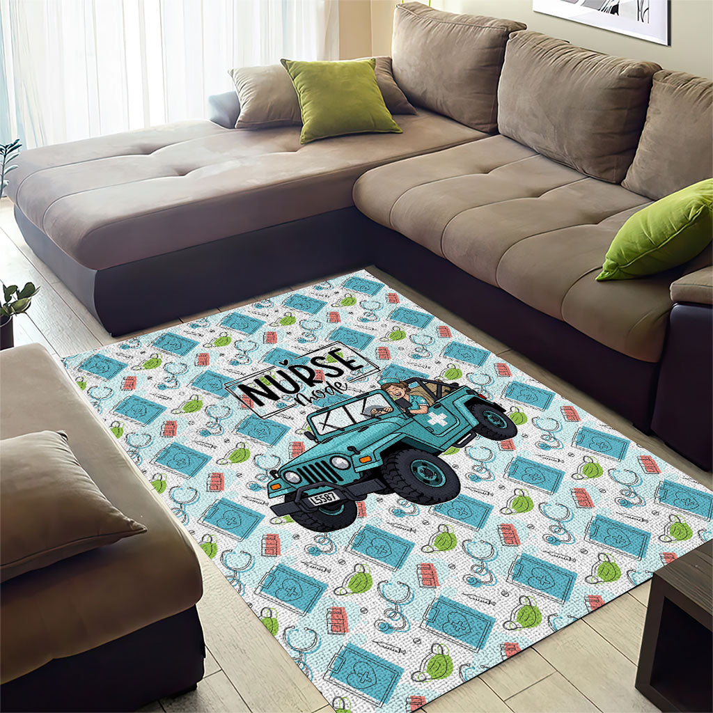 Nurse Jeep Area Rug Off Road Cartoon Illustration Medical Pattern Art TS04
