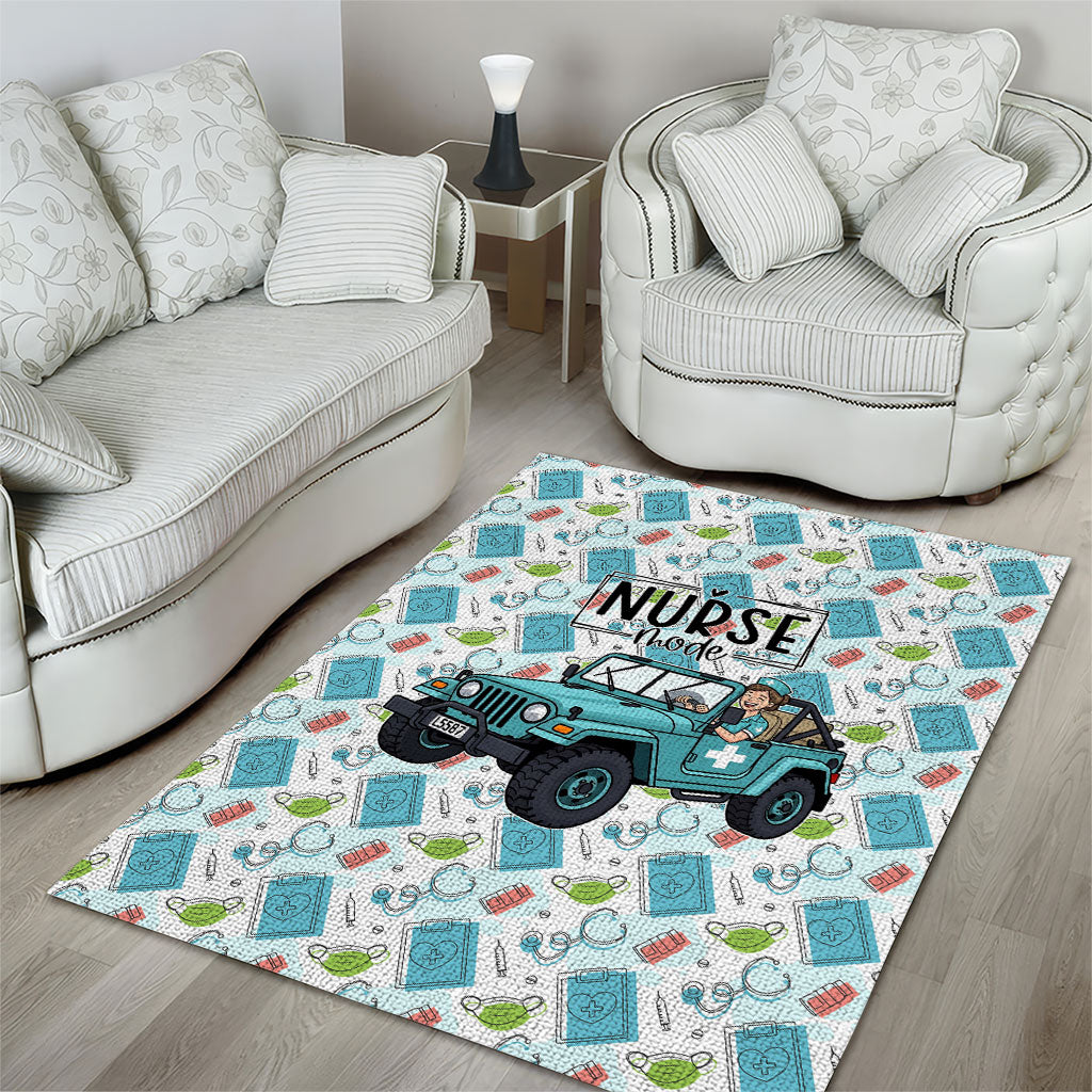 Nurse Jeep Area Rug Off Road Cartoon Illustration Medical Pattern Art TS04