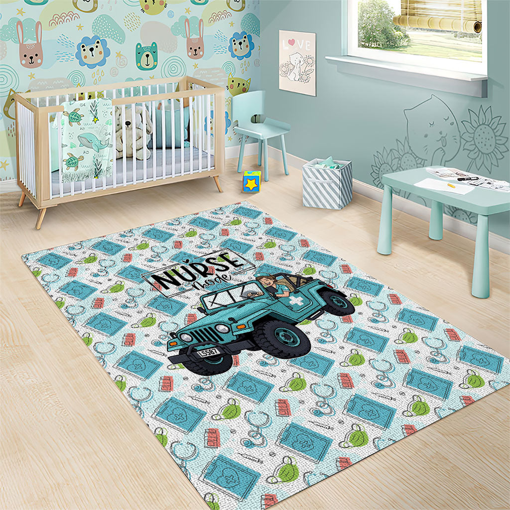 Nurse Jeep Area Rug Off Road Cartoon Illustration Medical Pattern Art TS04