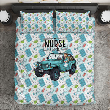 Nurse Jeep Bedding Set Off Road Cartoon Illustration Medical Pattern Art