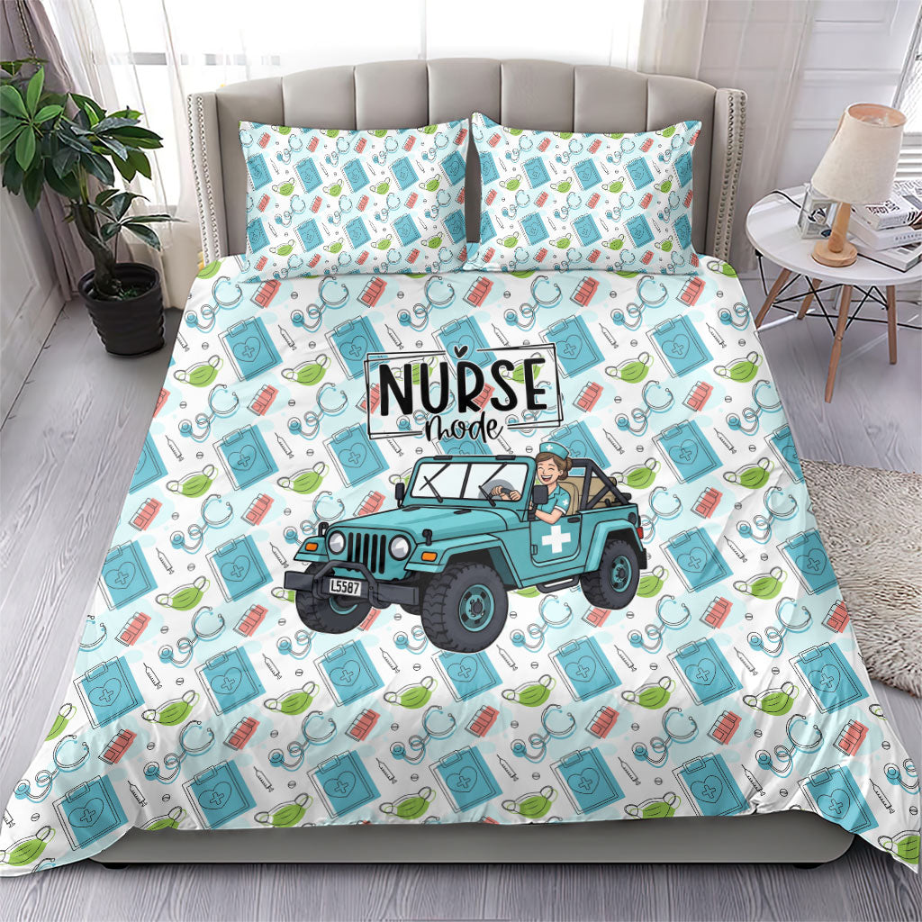 Nurse Jeep Bedding Set Off Road Cartoon Illustration Medical Pattern Art