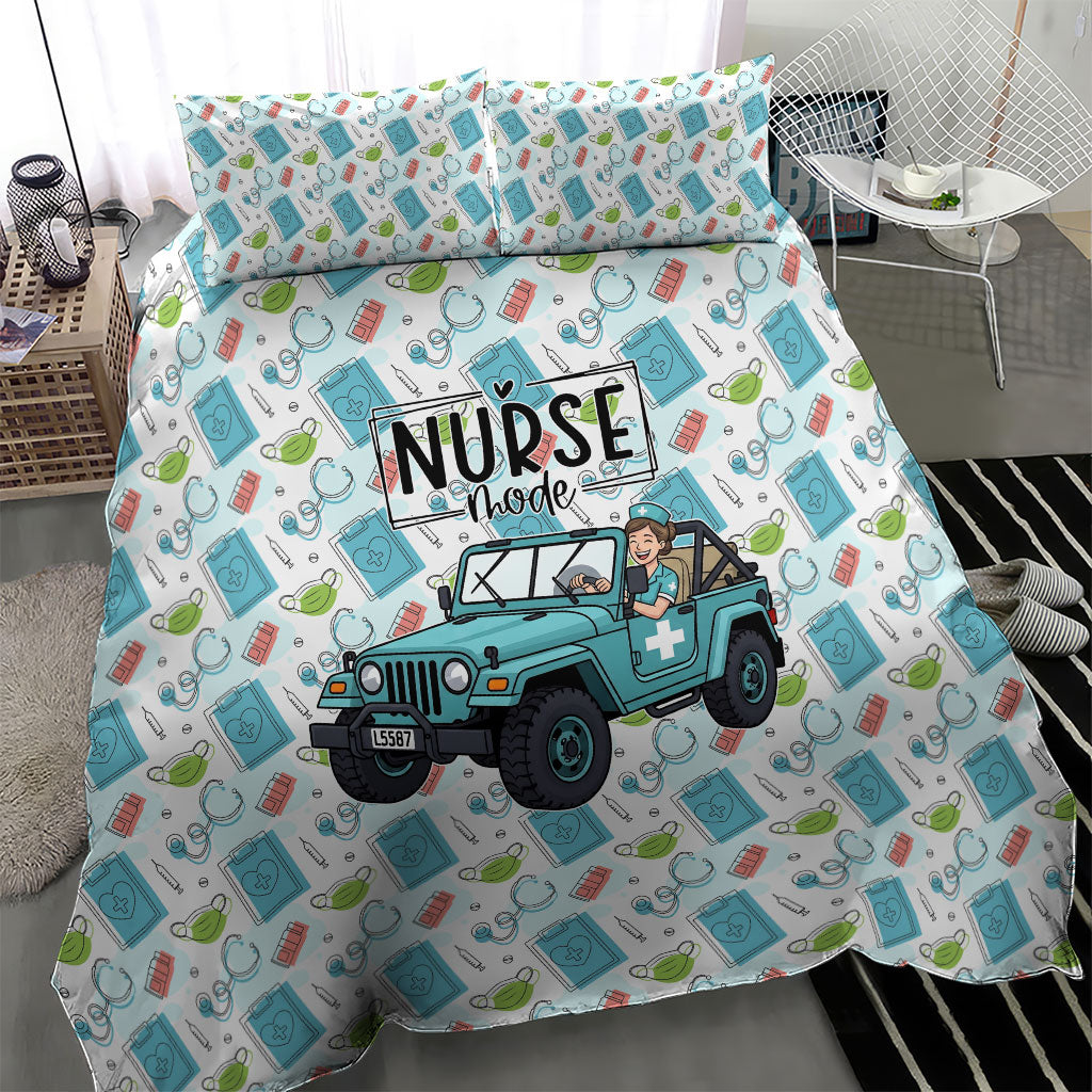 Nurse Jeep Bedding Set Off Road Cartoon Illustration Medical Pattern Art