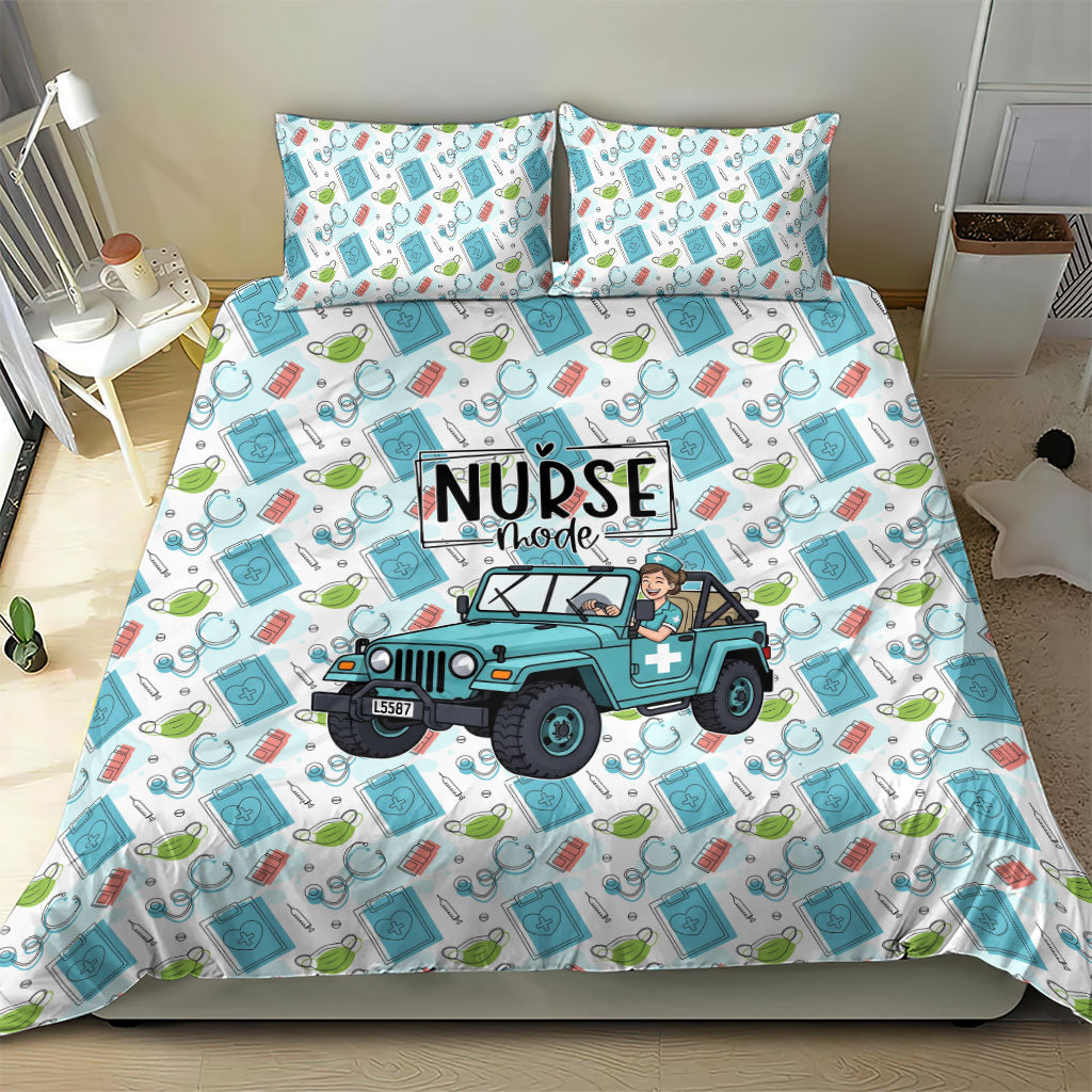 Nurse Jeep Bedding Set Off Road Cartoon Illustration Medical Pattern Art