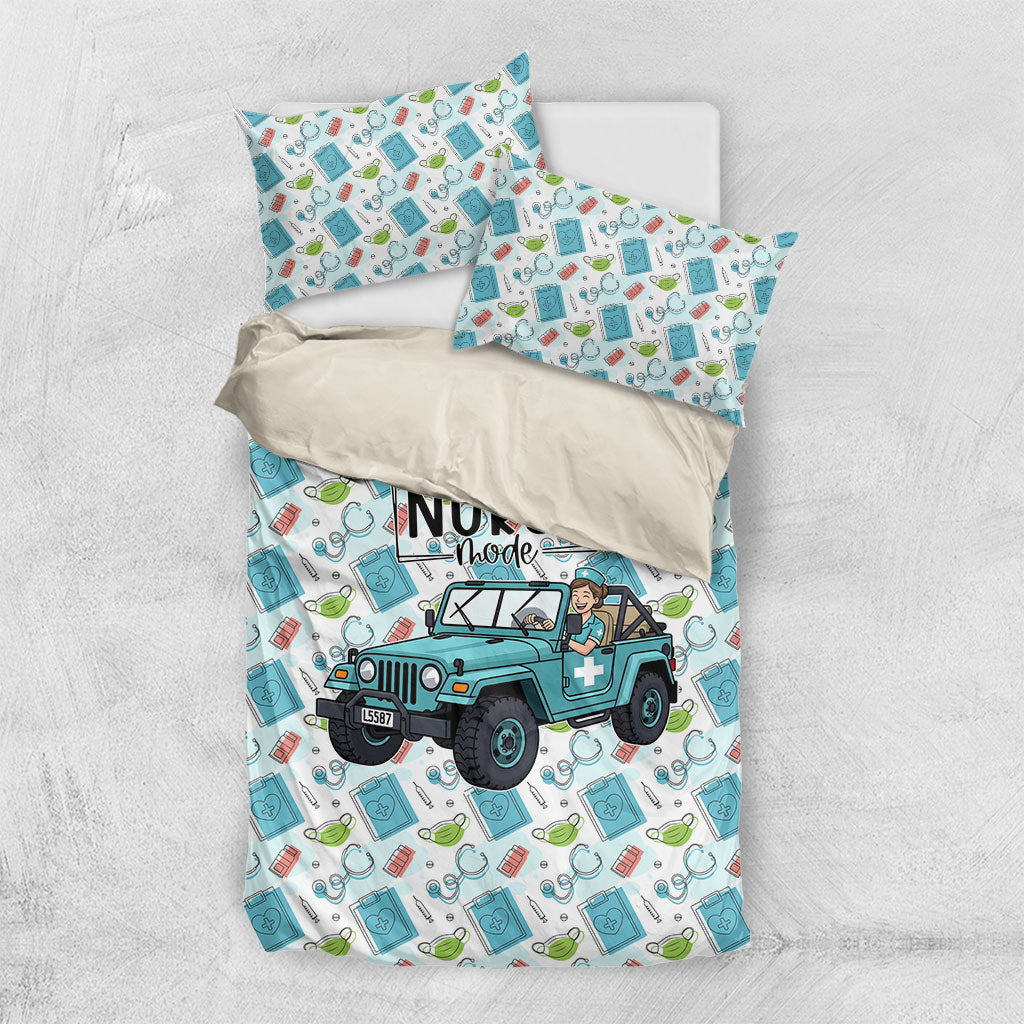 Nurse Jeep Bedding Set Off Road Cartoon Illustration Medical Pattern Art