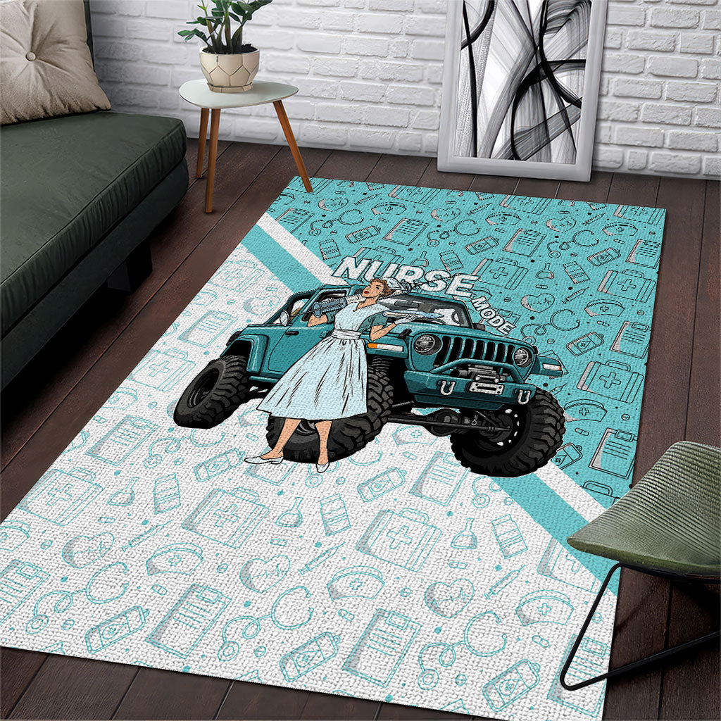 Jeep Nurse Area Rug Vintage Retro Pinup Art Style With Healthcare Icons TS04