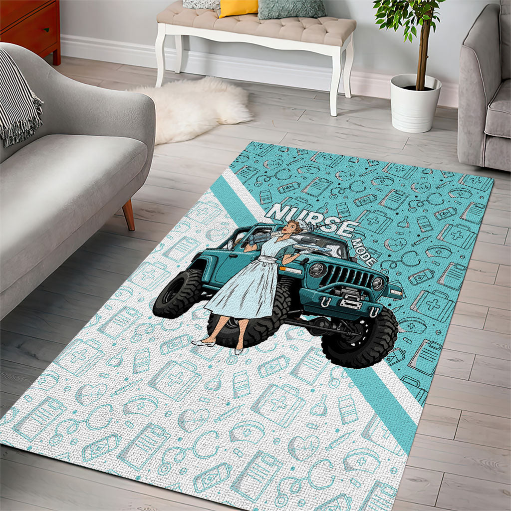 Jeep Nurse Area Rug Vintage Retro Pinup Art Style With Healthcare Icons TS04