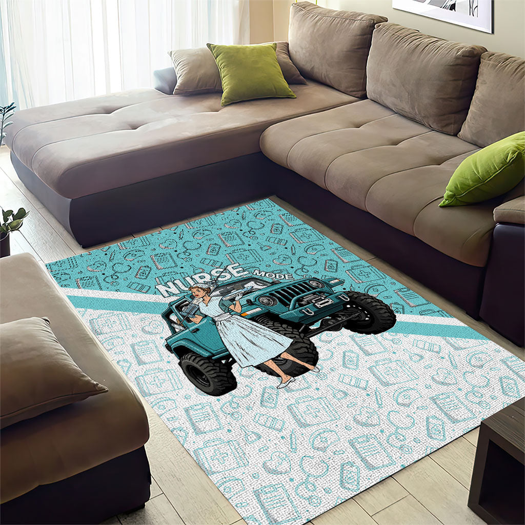 Jeep Nurse Area Rug Vintage Retro Pinup Art Style With Healthcare Icons TS04