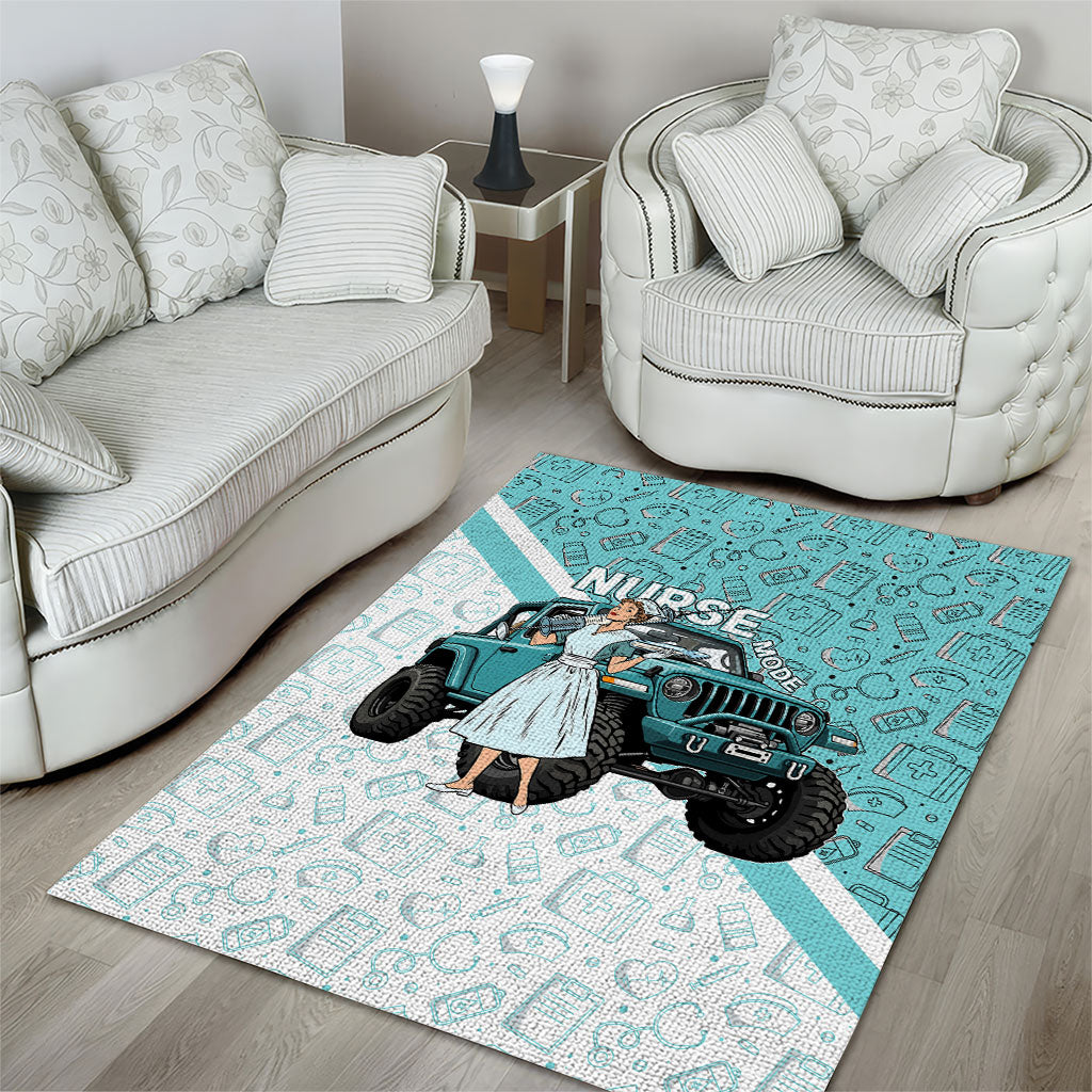 Jeep Nurse Area Rug Vintage Retro Pinup Art Style With Healthcare Icons TS04