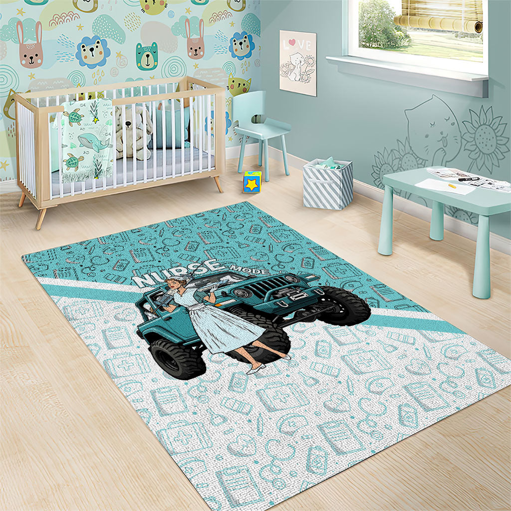 Jeep Nurse Area Rug Vintage Retro Pinup Art Style With Healthcare Icons TS04