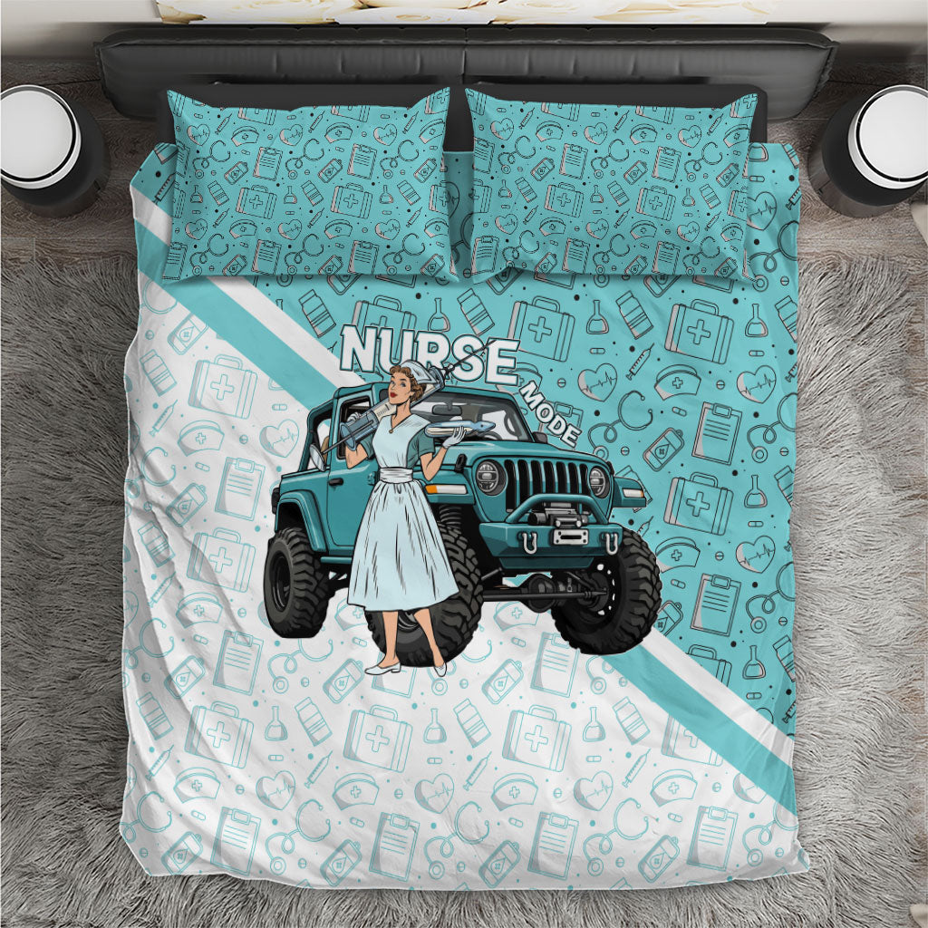 Jeep Nurse Bedding Set Vintage Retro Pinup Art Style With Healthcare Icons