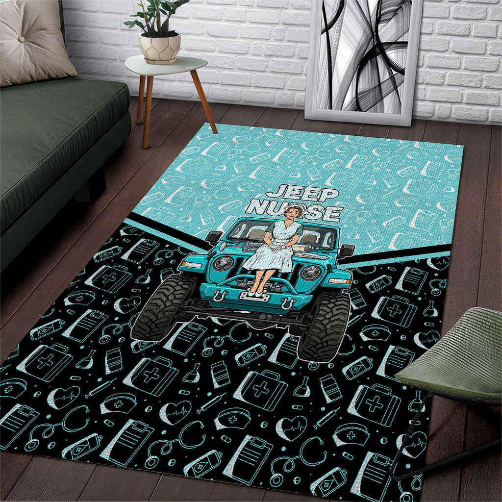 Jeep Nurse Retro Pop Art Area Rug Vintage Healthcare Professional Pin Up Girl Retro Medical Art TS04