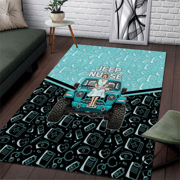 Jeep Nurse Retro Pop Art Area Rug Vintage Healthcare Professional Pin Up Girl Retro Medical Art TS04