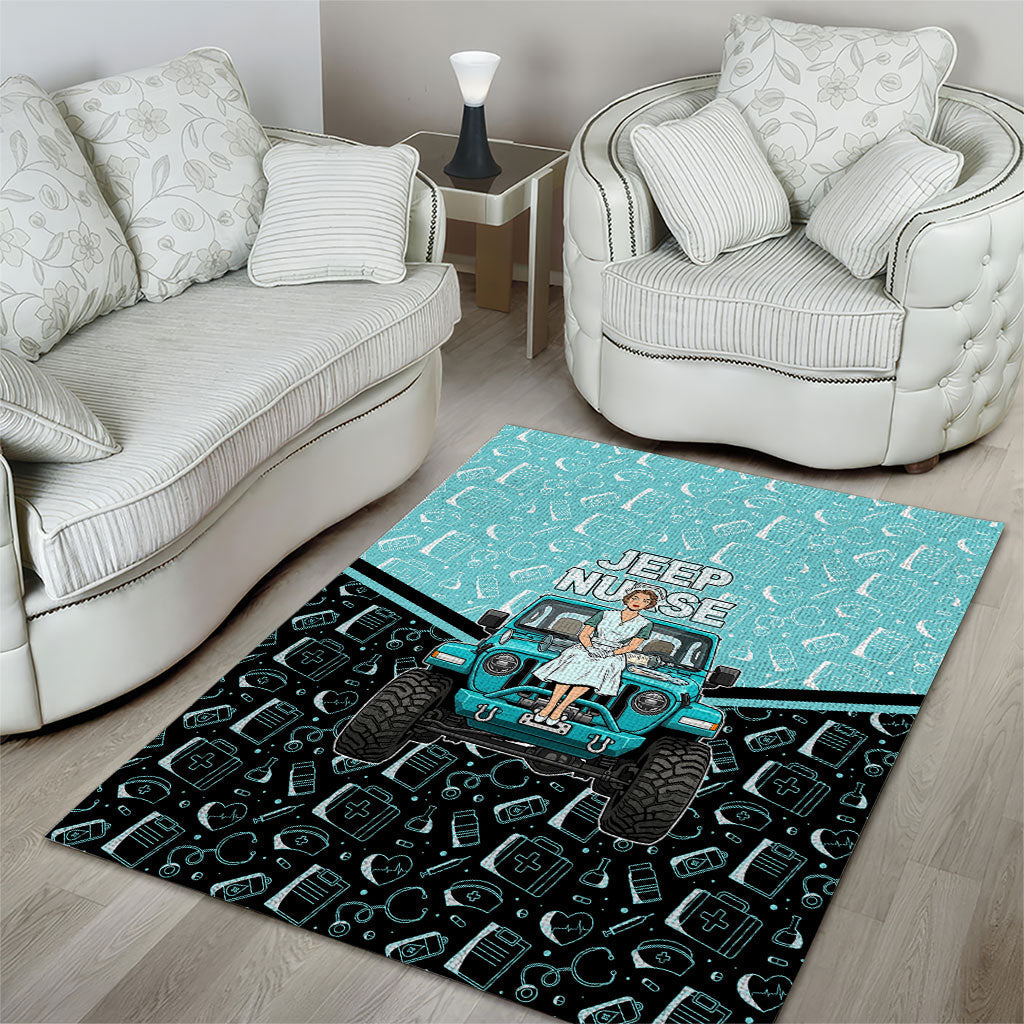 Jeep Nurse Retro Pop Art Area Rug Vintage Healthcare Professional Pin Up Girl Retro Medical Art TS04