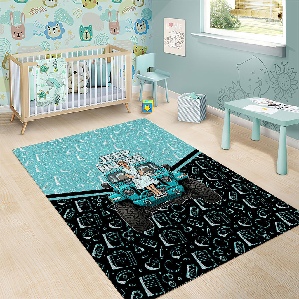 Jeep Nurse Retro Pop Art Area Rug Vintage Healthcare Professional Pin Up Girl Retro Medical Art TS04