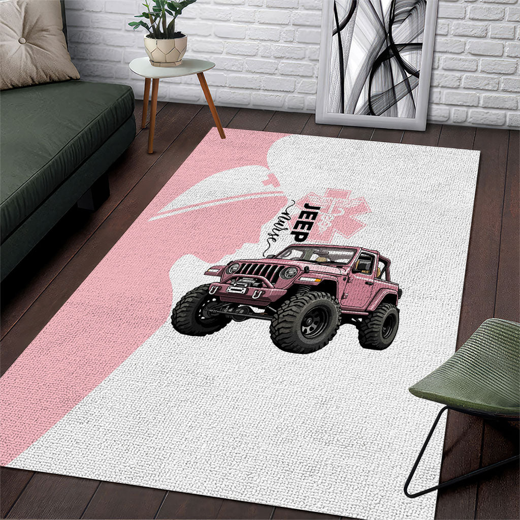 Jeep Nurse Pink Offroad Vehicle Area Rug Pink Healthcare Star Of Life - Silhouette Female Nurse TS04