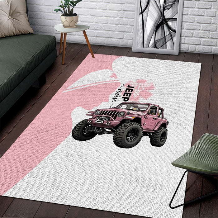 Jeep Nurse Pink Offroad Vehicle Area Rug Pink Healthcare Star Of Life - Silhouette Female Nurse TS04