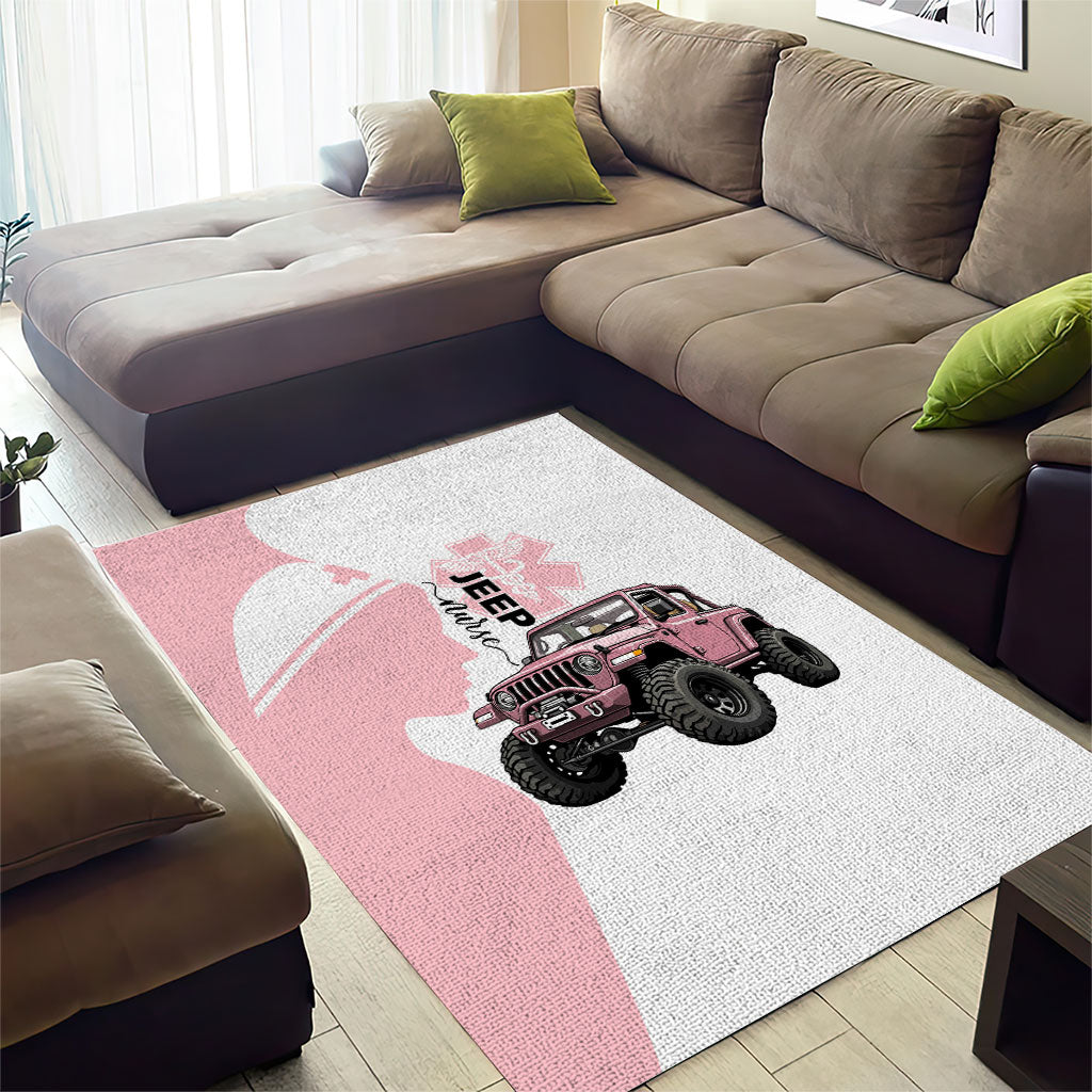 Jeep Nurse Pink Offroad Vehicle Area Rug Pink Healthcare Star Of Life - Silhouette Female Nurse TS04