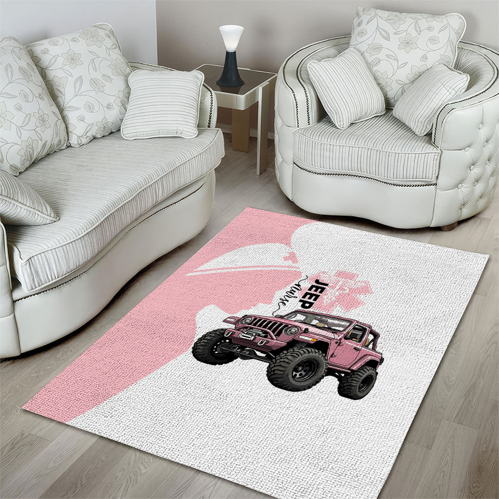 Jeep Nurse Pink Offroad Vehicle Area Rug Pink Healthcare Star Of Life - Silhouette Female Nurse TS04