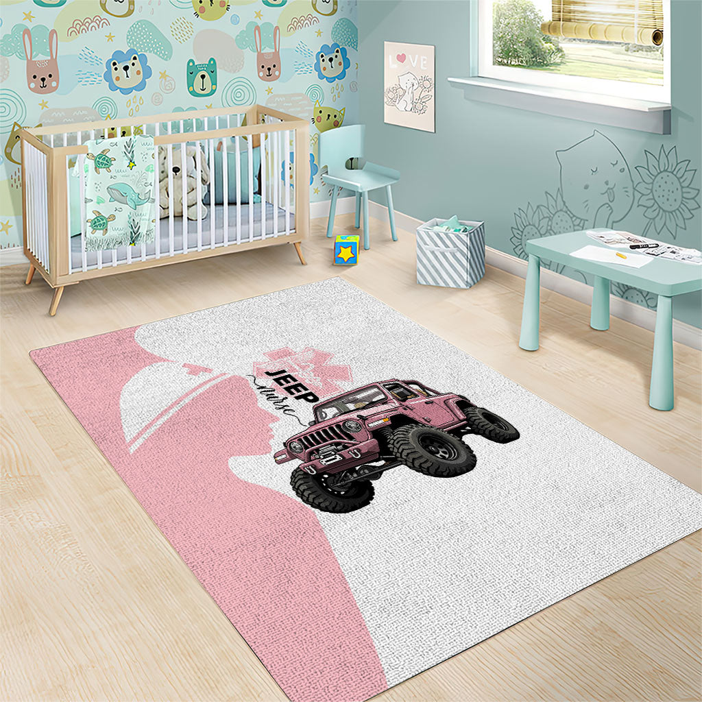 Jeep Nurse Pink Offroad Vehicle Area Rug Pink Healthcare Star Of Life - Silhouette Female Nurse TS04