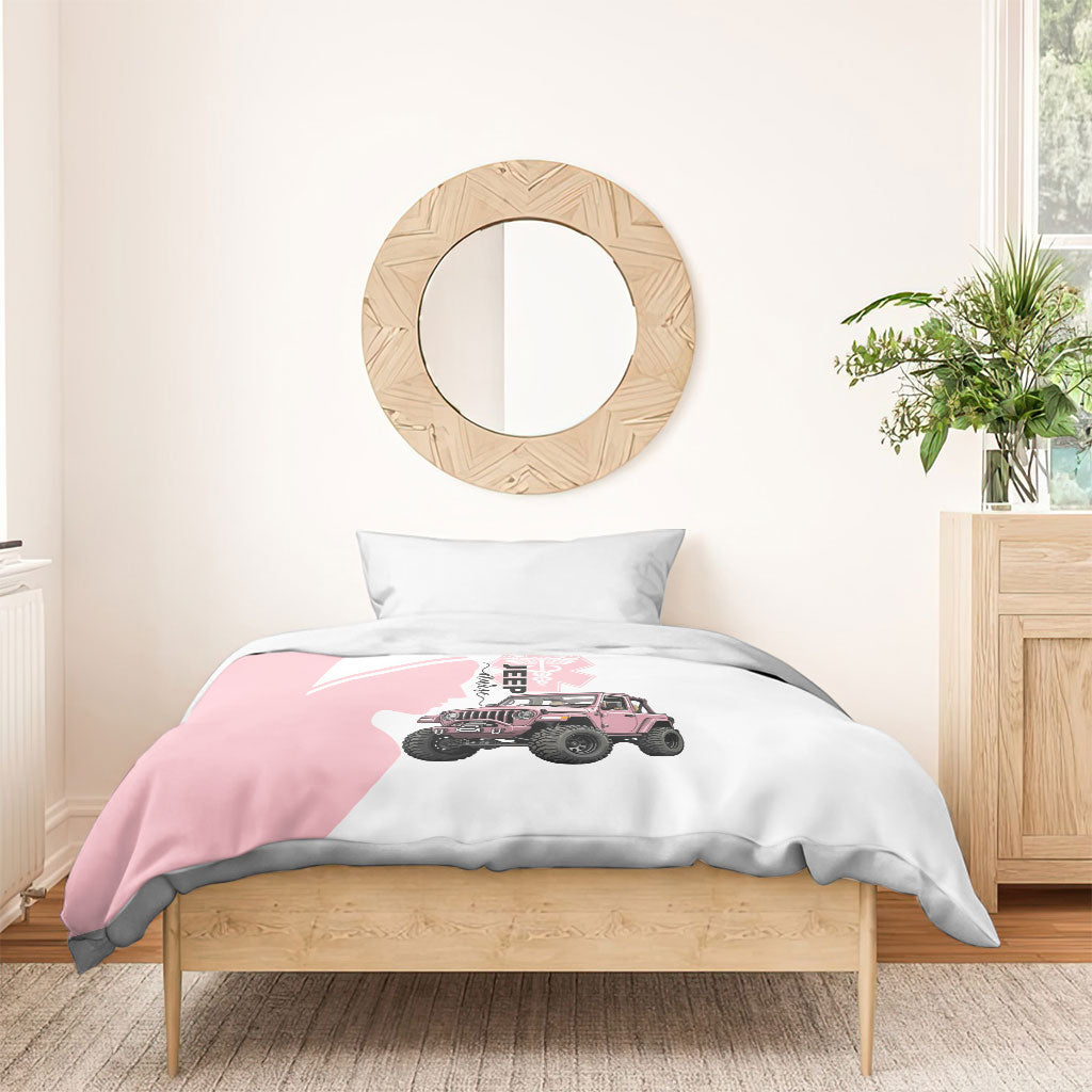 Jeep Nurse Pink Offroad Vehicle Bedding Set Pink Healthcare Star Of Life - Silhouette Female Nurse